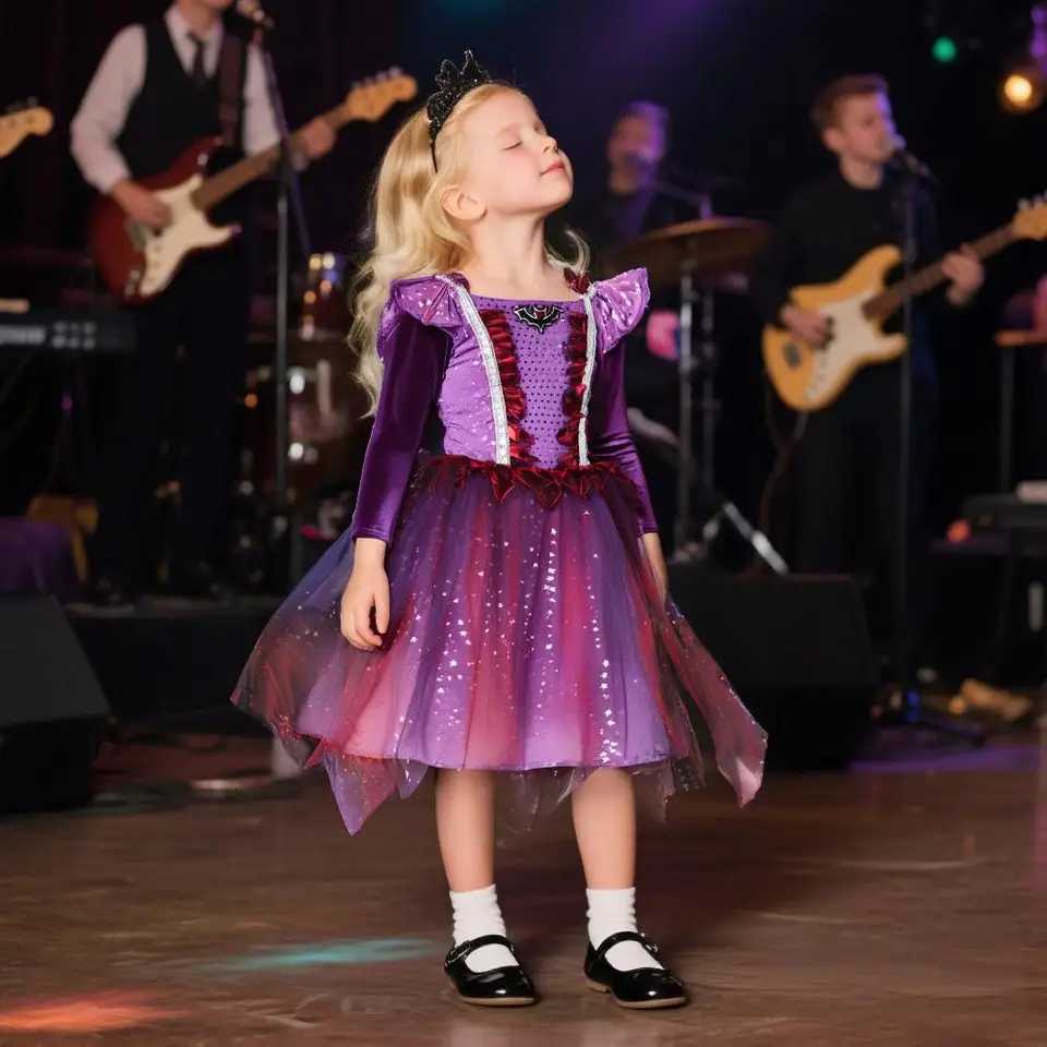 Halloween Costume For Kids Fantasy Vampire Witch Costume Girls Sequin Mesh Tutu Dress Kids Carnival Outfit Gothic Dark Dresses Z250725