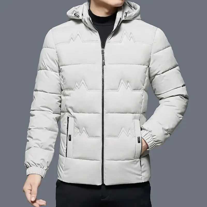 2025 Black Mens Down Jacket Hooded Padding Parkas Zipper Male Padded Coats Inter Special Winter 2024 Korean Style Modern Clothing X2507251