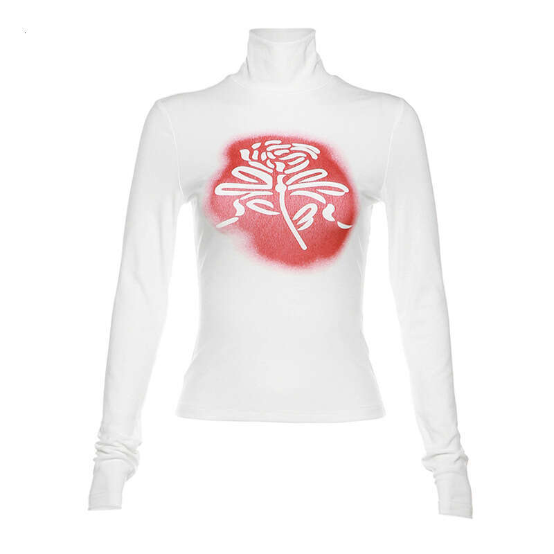 2023 Autumn Winter New Women's Solid Color Slim Street Fashion High Neck Long Sleeve Base Shirt 8df