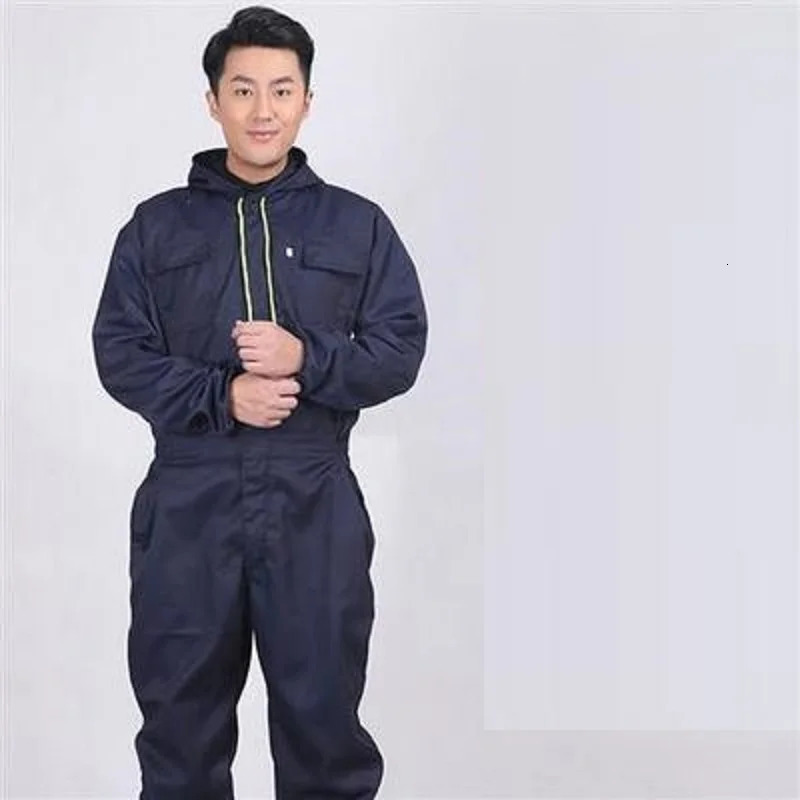 Unisex Work Overalls Hooded Drawstring Wearresistant Reflective Zipper Clothes Pocket Safety Worker Coverall overol hombre 250725