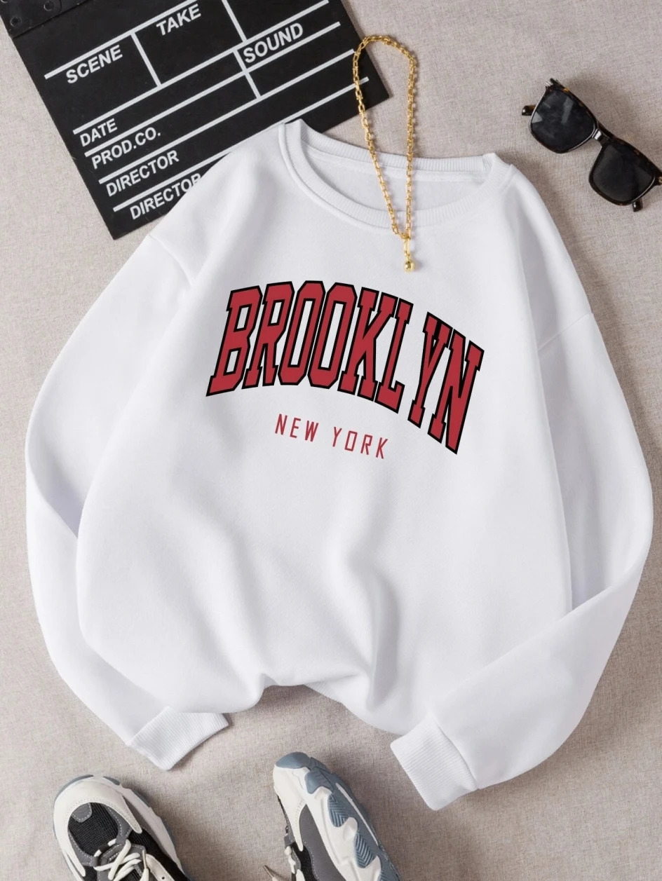 Brooklyn Work Printed Hoodie Cotton Colorful Clothes Basic Trend Hooded Tops Be Durable Harajuku Womens 250725