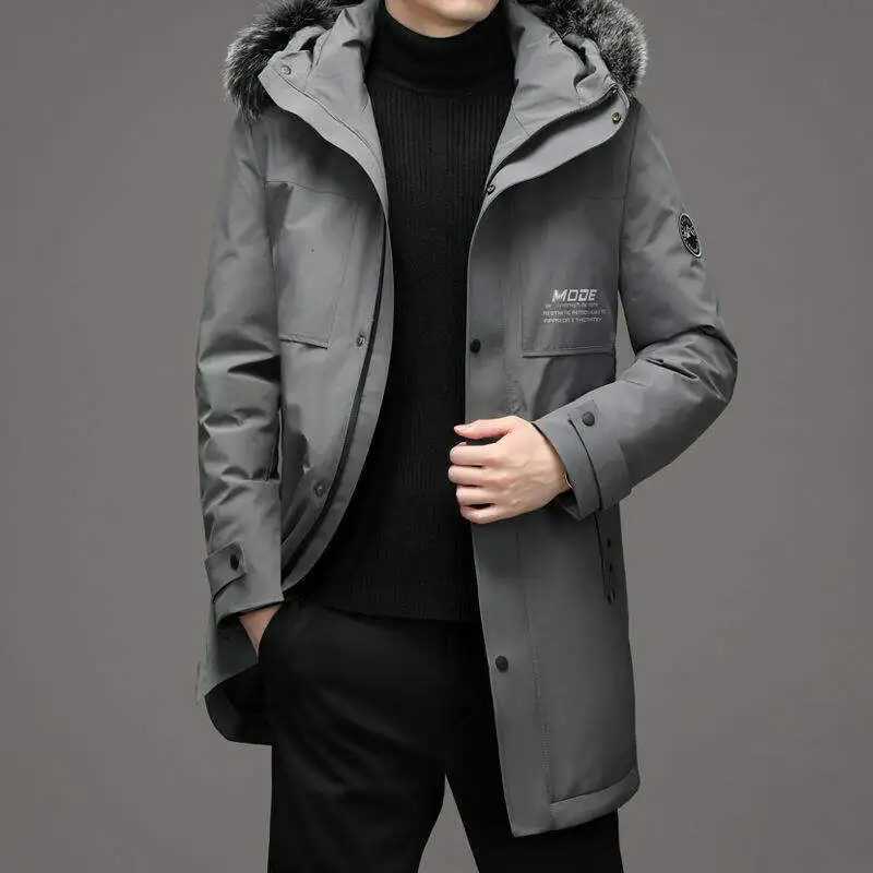 High Quality Down Jacket Fashion Mens Brand Clothing Fur Collar Hooded Waterproof Coat Embroidered Design Korean Mens Wear 4XL X250725