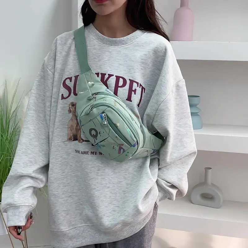 2025 Wens Printed Zipper Waist Bag Large Capacity Waterproof Work Sports Phe Running Shoulder Bags For Girls Y250724