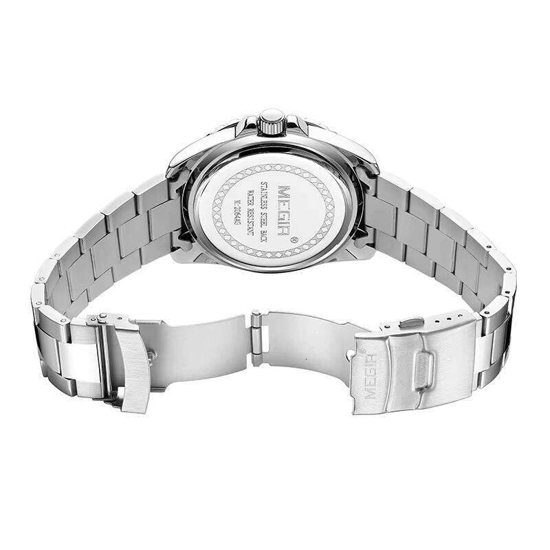 MEGIR Men's Luxury Diver Watch - Solid Steel Band, Waterproof, Luminous, 46mm - Business Style