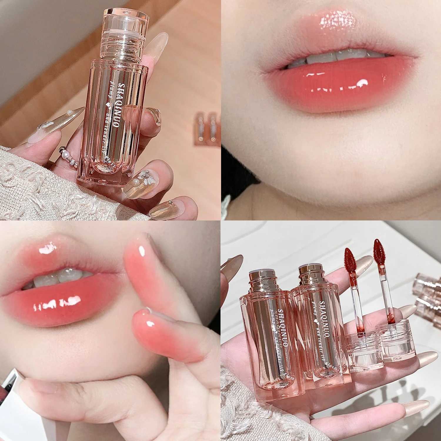 Ice Transparent Lip Gloss Water Light Lip Glaze Lasting Hydration Clear Mirror Liquid Lipstick Moisturizing Non-stick Cup MakeupXJ250724