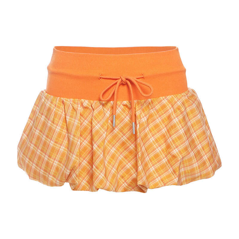 2025 Spring New Women's Fashion Solid Slim Street Style High Waist Plaid Color Block Skirt 40b
