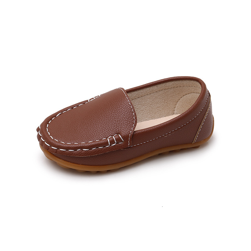 2850 Straight Black Unisex Children's Casual Versatile Little Leather Shoes ddmythur