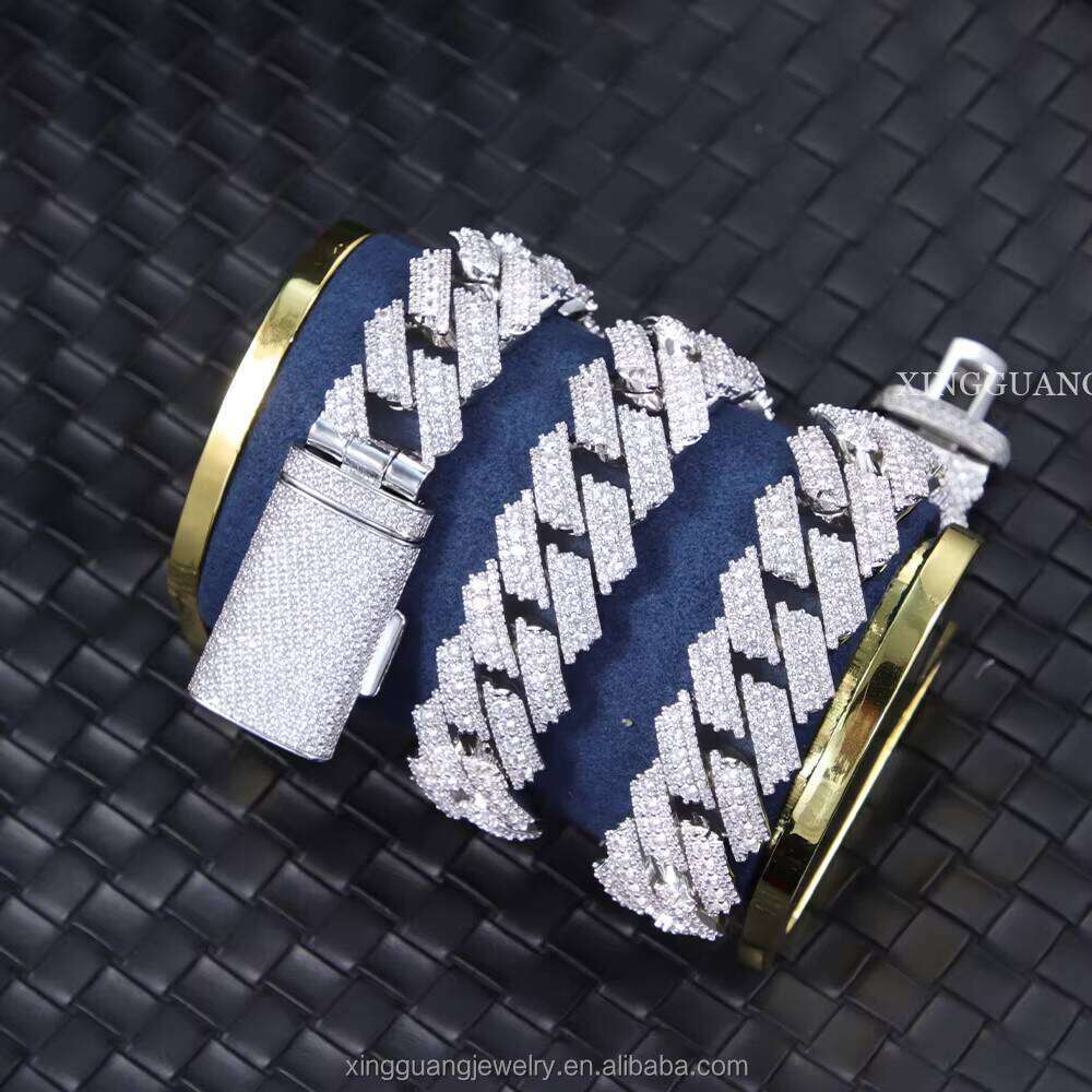 New Style Dia Link Solid Sier Cuban Chain Fine Jewelry Necklace Men Moissanite Bracelet