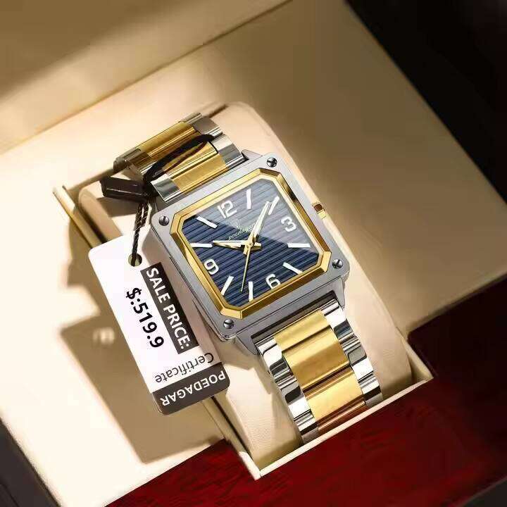 DHwatches POEDAGAR Casual Design Men's Square Business Quartz Wristwatch Waterproof Luminous Stainless Steel Men Watches Relogio Masculino