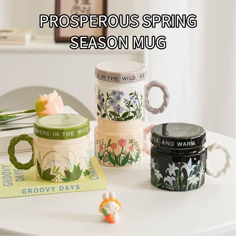 Mugs Spring Blossom Themed Cup Elegant Patterned Ceramics Ideal For Daily Brews