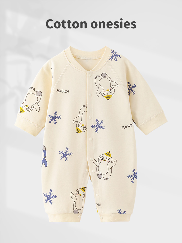 Infant Boy's Cozy Fitted Rompers for Cool Weather Soft Long Sleeve Onesie Jumpers