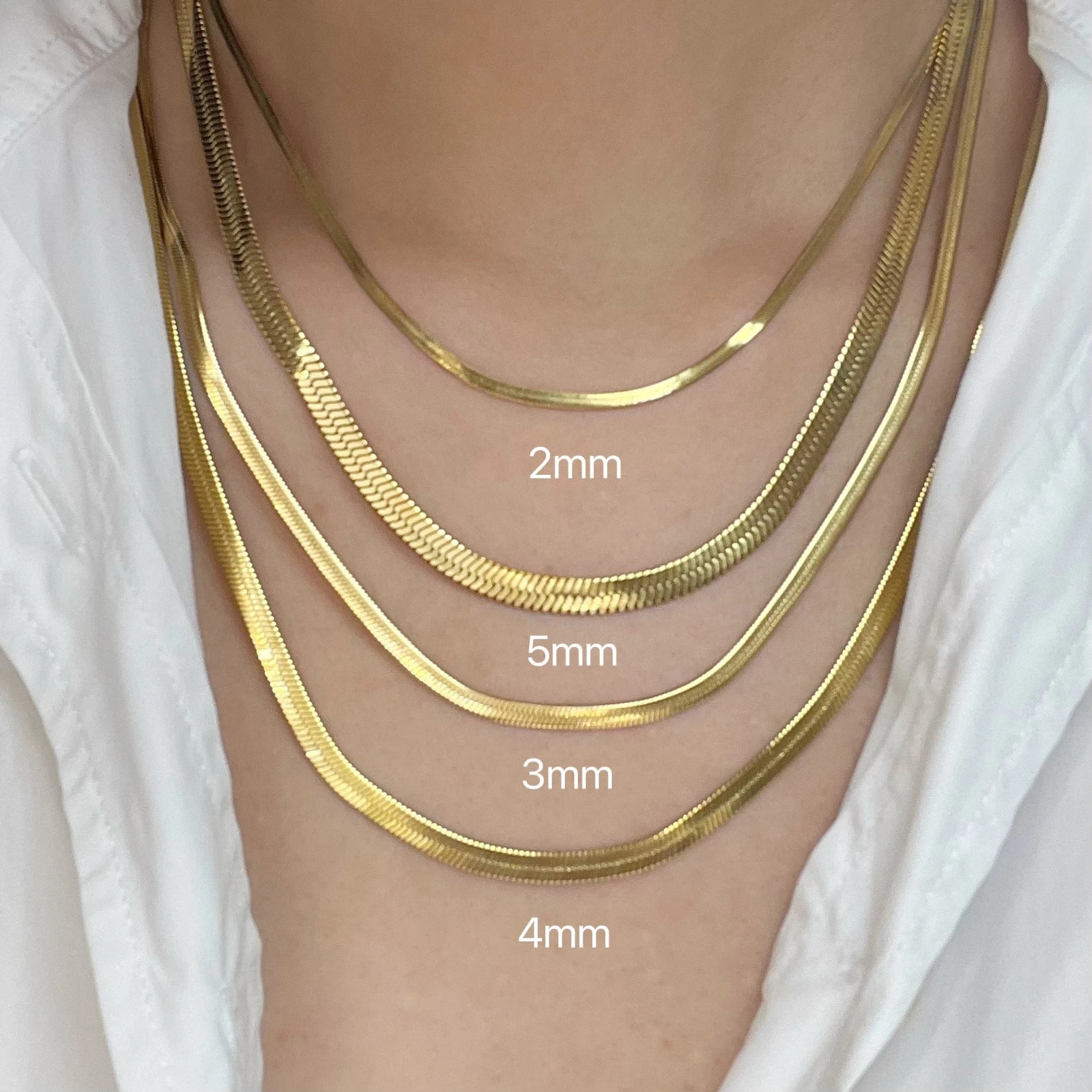 Minimalist Unisex Snake Chain Necklace Choker Stainless Steel Herringbone Gold Color Fashion Jewelry Gift For Her Women and Men 250716