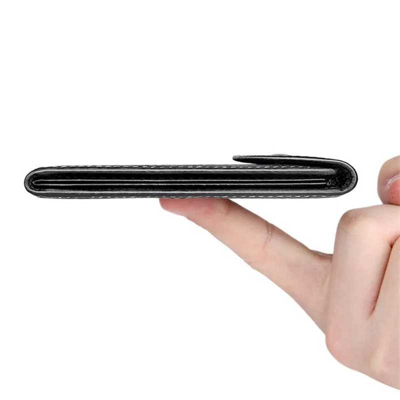 Black Drivers License Leather Case with Genuine Slim Wallet Bank Cover Multi Slot Mini Purse for Man Z250725