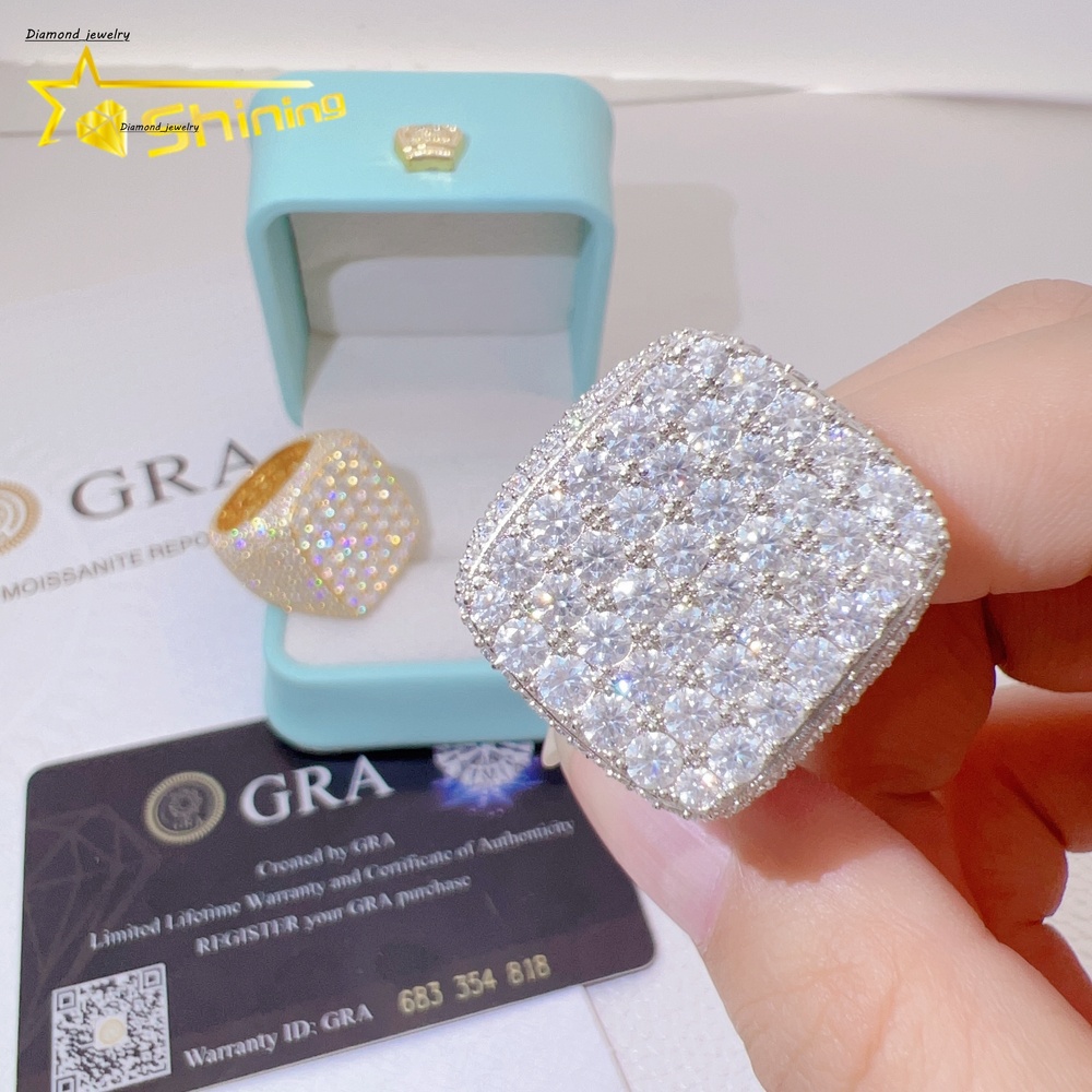 Custom Ring Silver 925 Lab Diamond Jewelry Vvs Moissanite Hip Hop Iced Out Men Ring