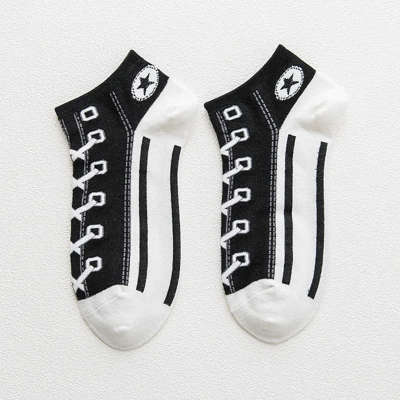 10 Pairs Mens Cotton Socks Casual Sports Boat Socks College Style Couple Canvas Short Socks X250725