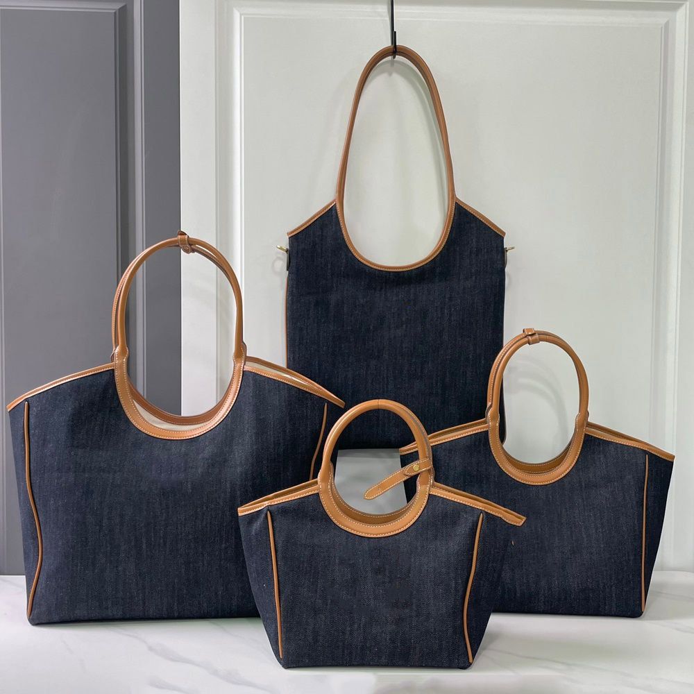 Designer bag Fashion Denim Shopping Totes Handbag Large Embroidery Canvas Beach bag WOMEN Luxury Cow leather Shoulder bag Axillary Pouch WOMAN purse with Handle