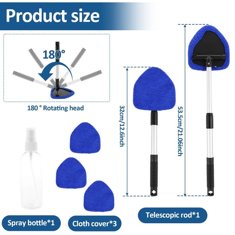 Car Windshield Cleaning Brush Telescopic Window Glass Cleaner Car Window Cleaner Window Glass Screen Scraping Mist Eliminator