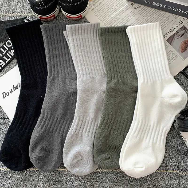 5 Pairs Cool Men Black White Warm Socks Set Autumn Winter Men Solid Color Sport Short Socks For Men X250725
