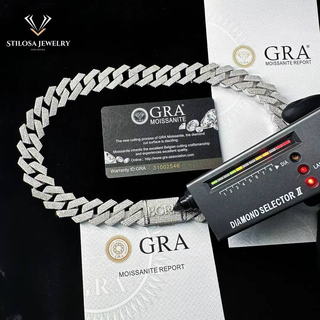 Hip Hop Cuban Chain 18mm Customized Size Necklaces Vvs Moissanite Necklace With Sterling Silver Fashion Jewelry