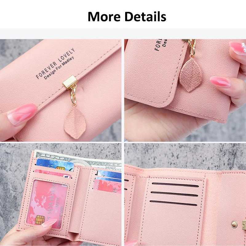 Small Wallet PU Leather Leaf Pendant Card Holder Organizer Zipper Coin Purse for Women Wallet Z250725