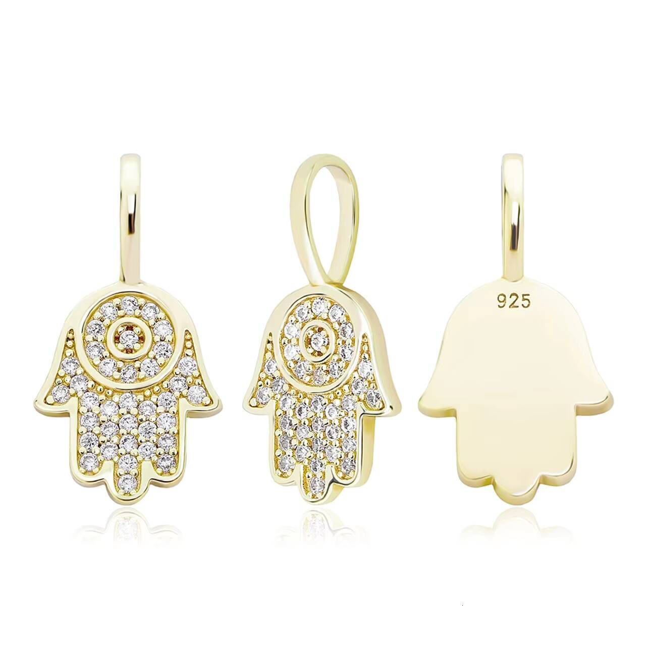 Custom 14k Gold Hamsa Hand Pendant New Design Fatima Necklace with Luxury Moissanite Hip Hop Style Good Luck Charm