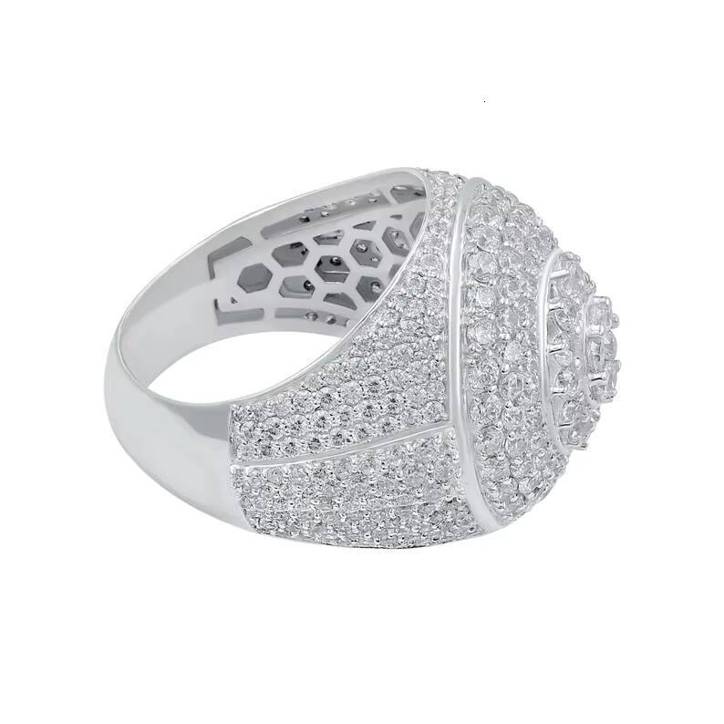 Iced Out Moissanite Mens Ring Synthetic Diamond Hip Hop Big Moissanite Ring Moissanite Cluster Cocktail Ring