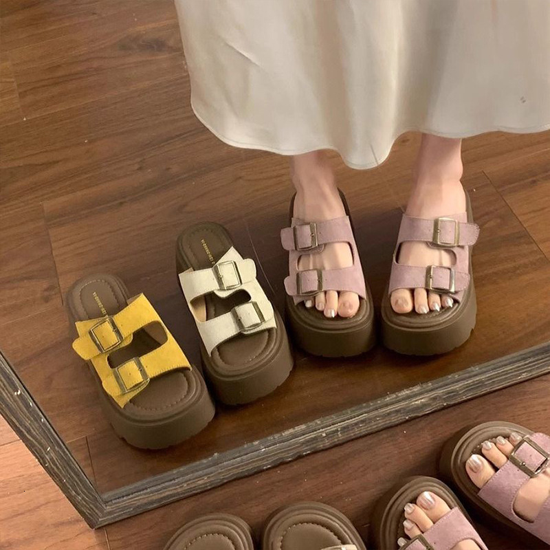 Ddmysports Casual Versatile Platform Sandals Summer New French Lazy Style Height Increasing Open Toe Slippers Outdoor Shoes