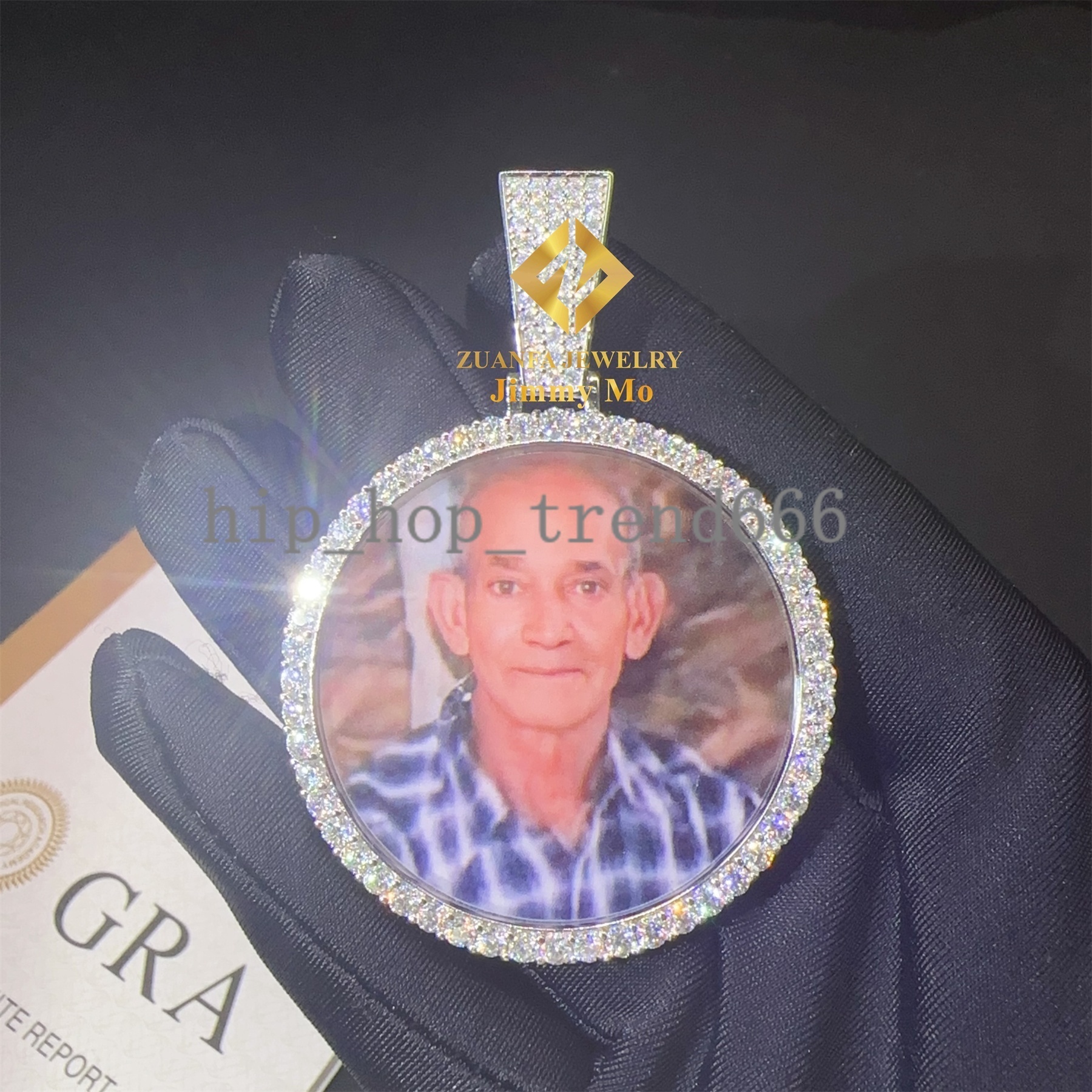 25MM 38MM 40MM 46MM 55MM Pass Diamond Tester Iced Out Jewelry S925 VVS1 Moissanite Diamond Memory Pendant Necklace