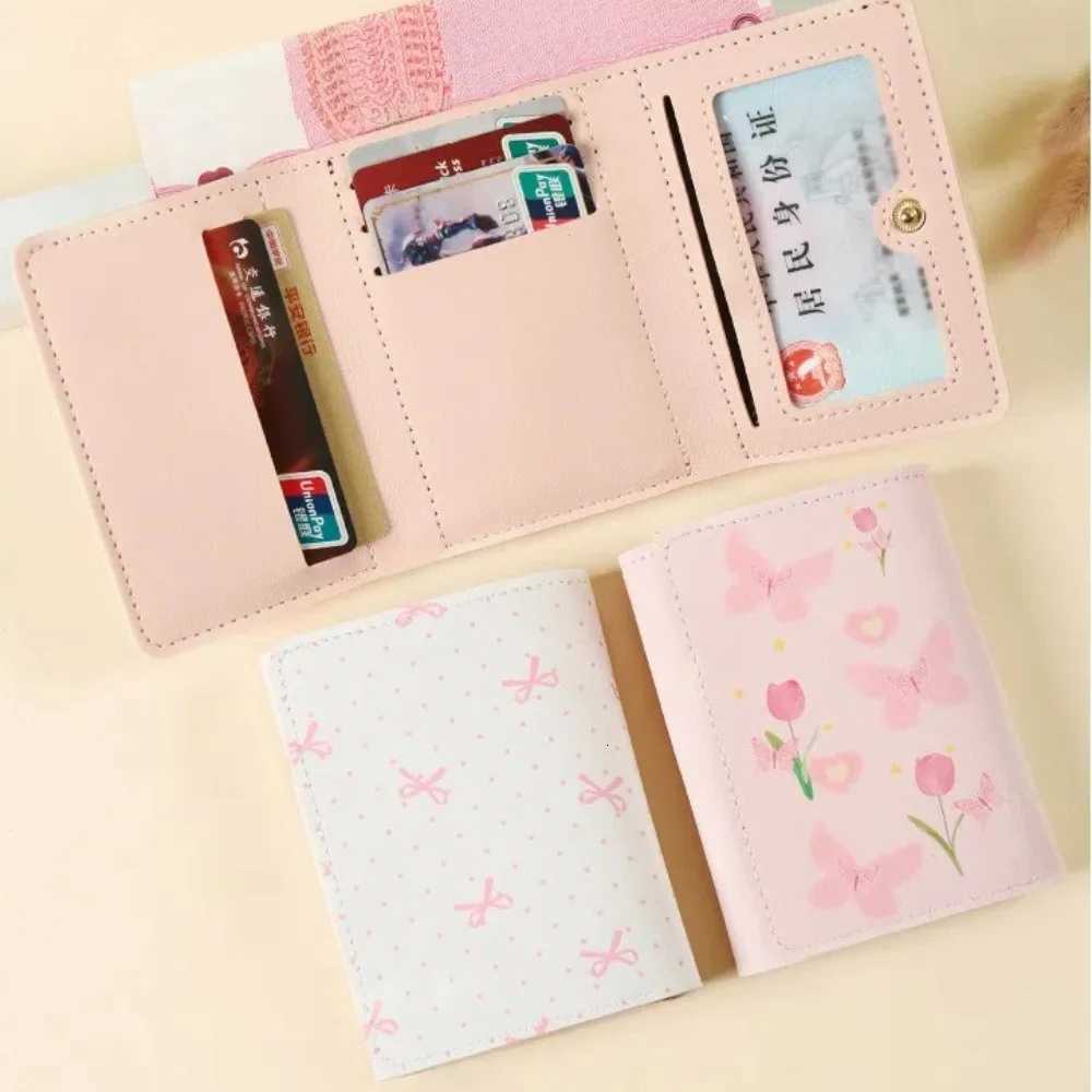 Cute Korean Style Wallet Women Sweet Pink Color Floral Bow Purse Card Wallet for Portable Travel CAsh Coin Photocard Bag Z250725