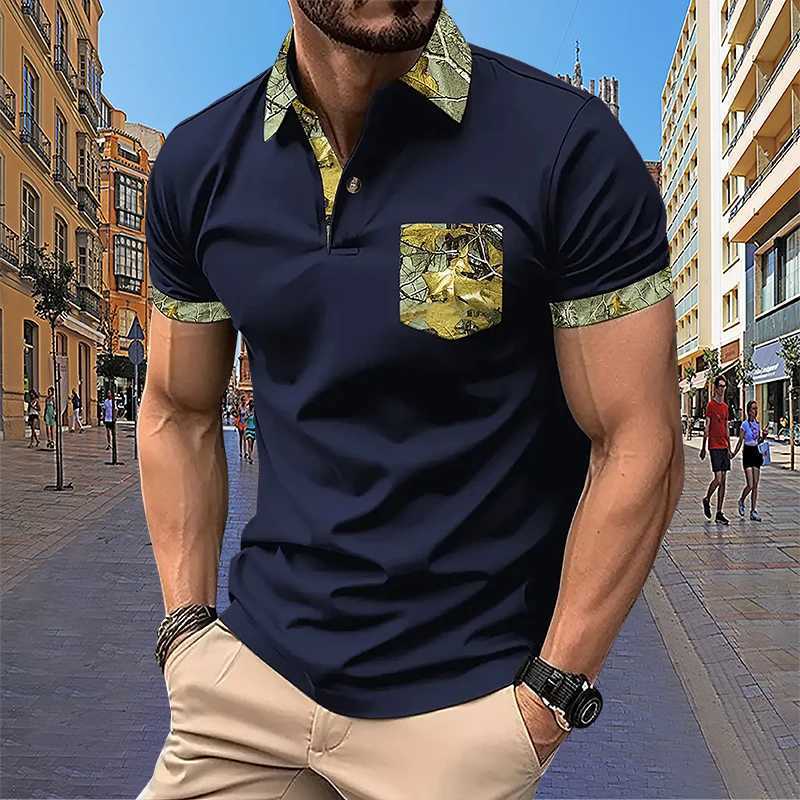 Summer Mens Short Sleeve Polo Shirt Business Office Fashion Collar Shirt Mens Sports and Leisure T-shirt XJ250725