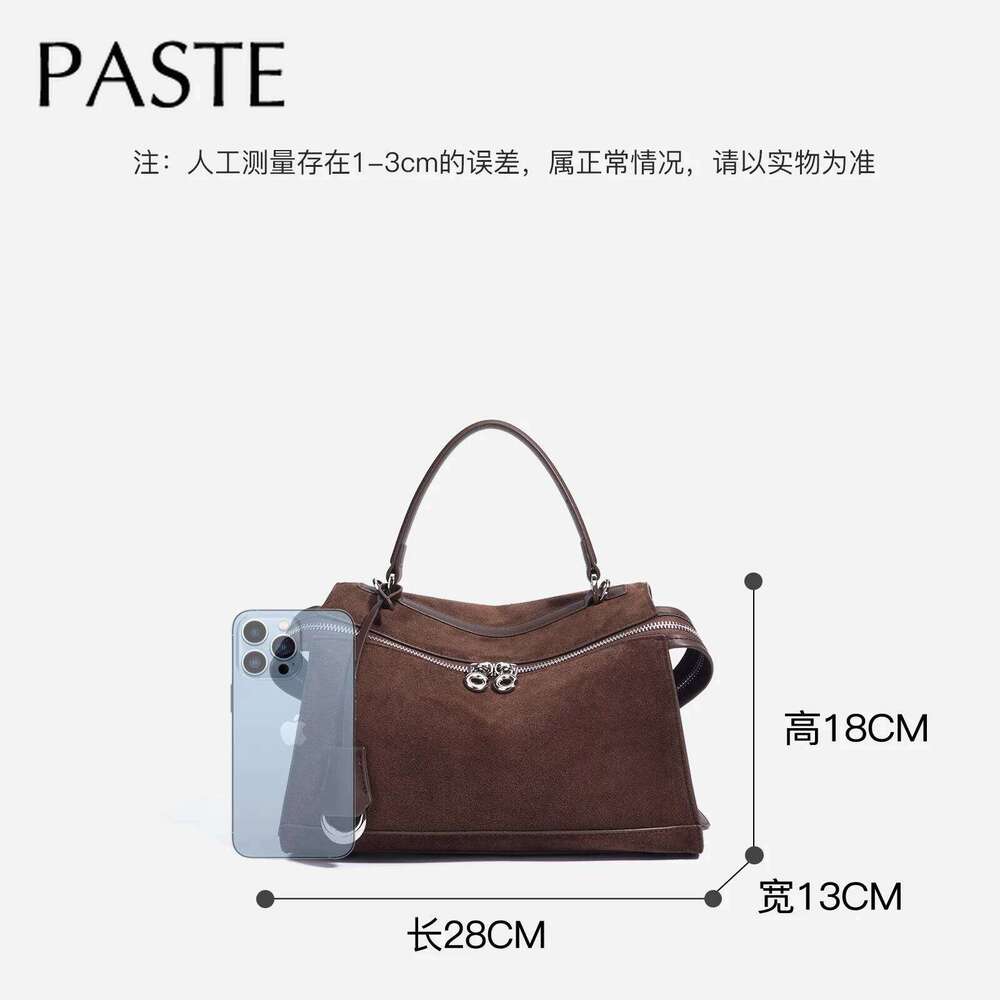 2025 Autumn Advanced Fashion Sense Coffee Color Commuting Ladies Tote Genuine Suede Leather Women Handbag Shoulder Bag