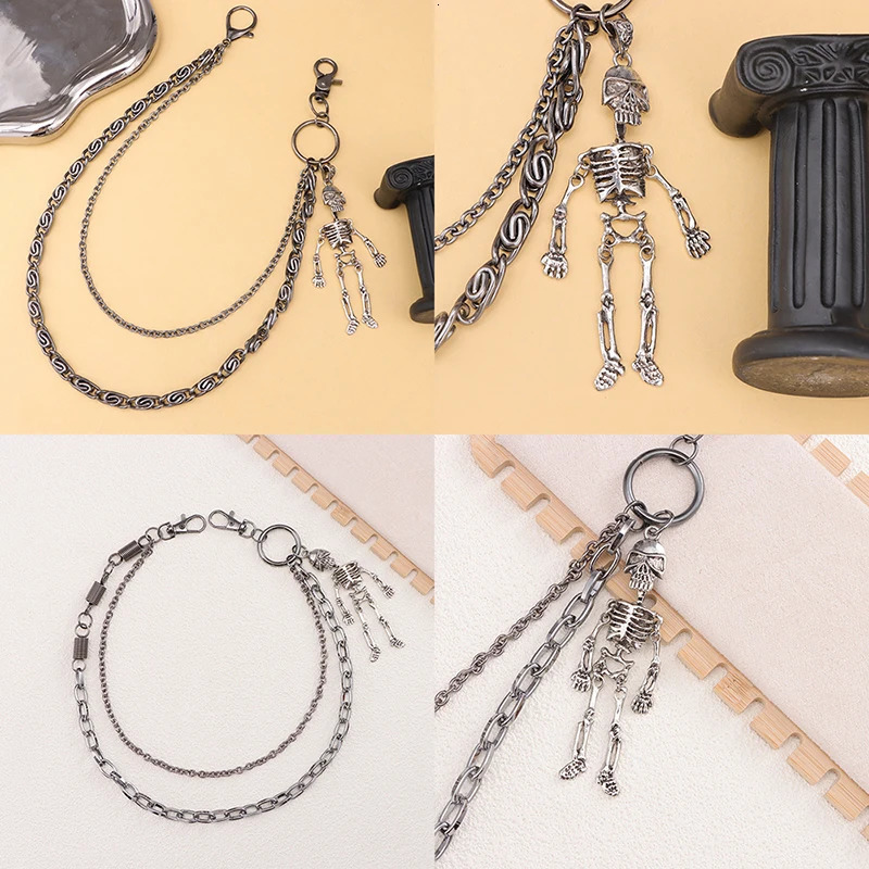Hip Hop Fashion Skeleton Decorative Metal Waist Chain Punk Personalized Vintage Trouser Chain Double Layered Waist Chain Gifts 250722