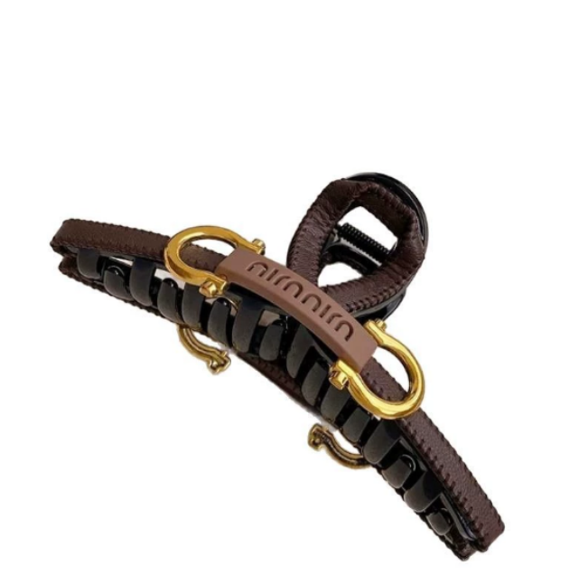 Elegant leather high-end style large shark clip new style hair clip women's light luxury and fashionable back head plate hair clip