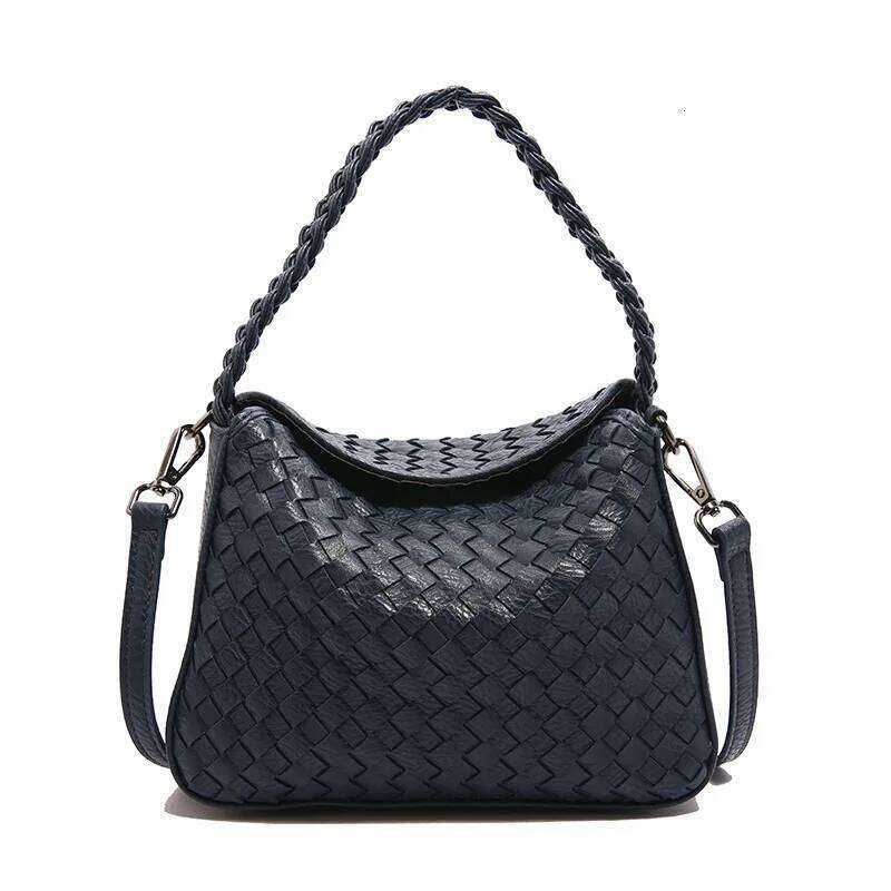 New Woven Single Shoulder Bag Women Large Capacity Casual Crossbody PU Material Handbag