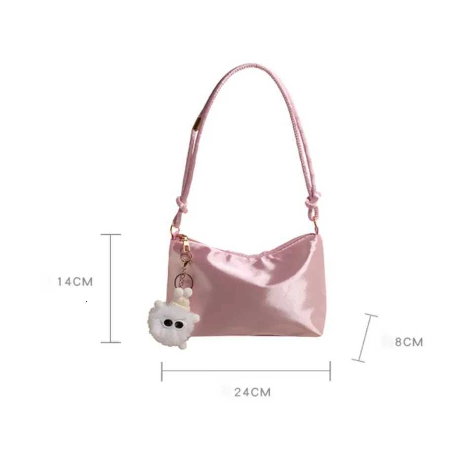 High Quality Solid Color Fi Elegant Shoulder Bag Smooth Cloth Satin Underarm Bag Leisure Shoulder Bag Y250725