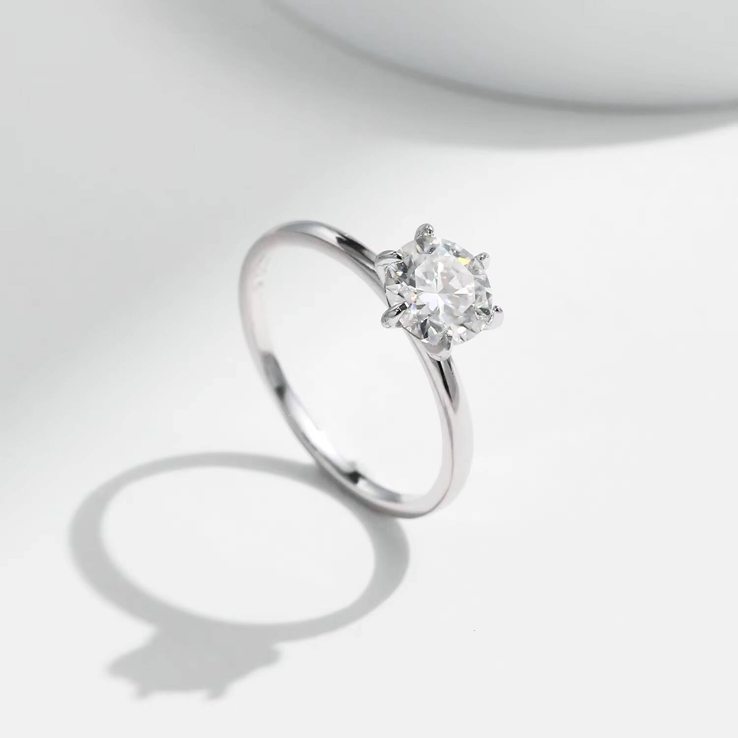 1CT Moissanite Lab Diamond Ring for Women 925 Sterling Silver Wedding Engagement Platinum Plated Fine Jewelry