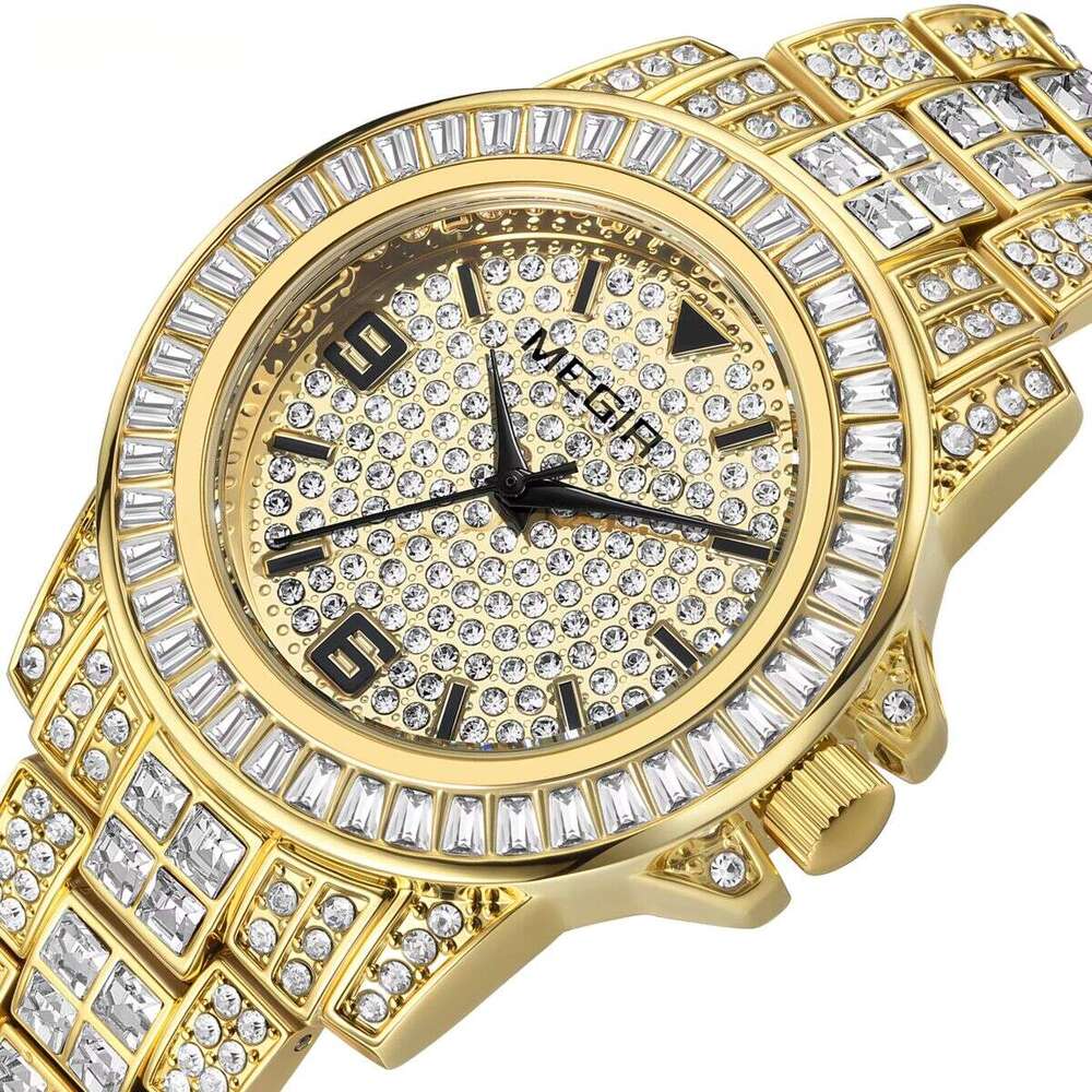 DHwatches MEGIR Men's Luxury Watch - Diamond, 42mm Big Face, 30M Waterproof, Stainless Steel, Hip Hop Fashion Wristwatch