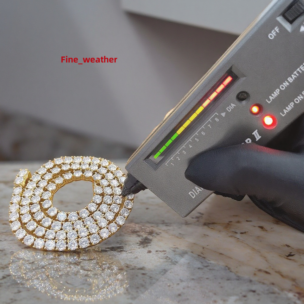 Wholesale Custom S925 Sterling Silver Fashion Vvs Moissanite Necklace with 10k 14k Gold Plated Tennis Chain for Men and Women