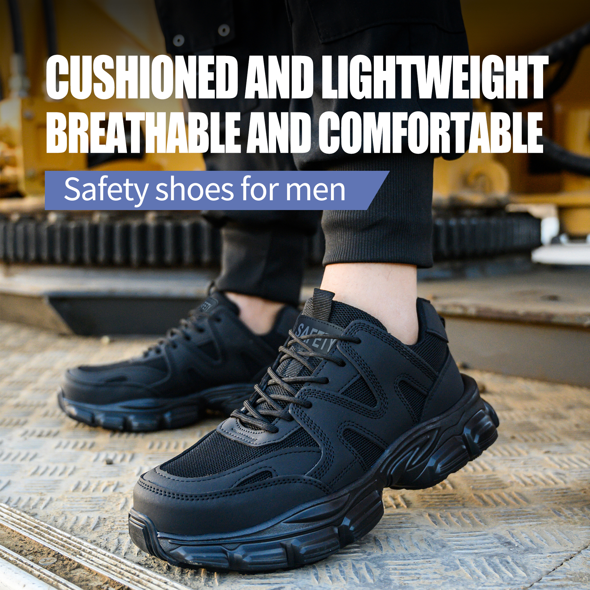 Women's Steel Toe Shoes Lightweight Work Shoes Men's Indestructible Safety Sneakers Puncture Resistant Construction Shoes Composite Toe Snea
