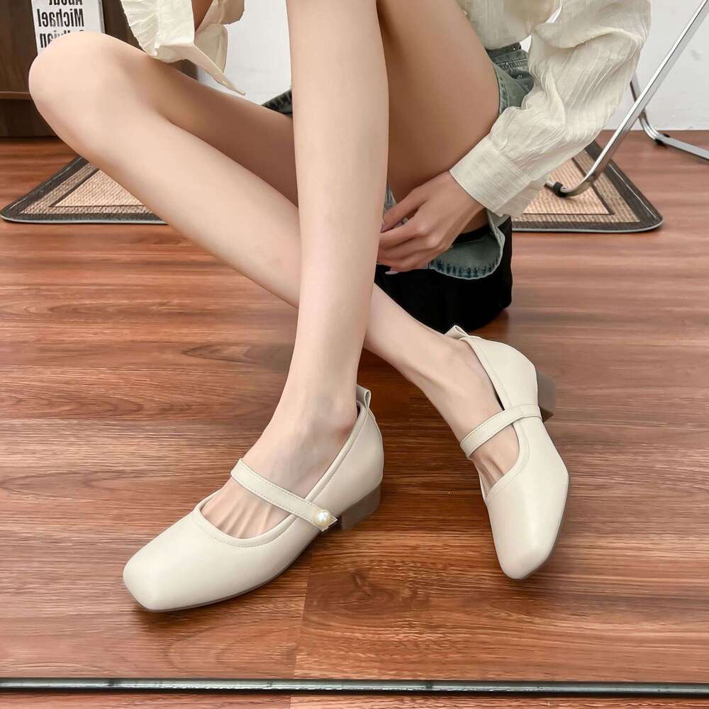 Elegant Chunky Heel Mary Jane Height-Increasing Petite Versatile Comfortable Women's High-End Feel Non-Tiring Spring Summer Single Shoes for Wome