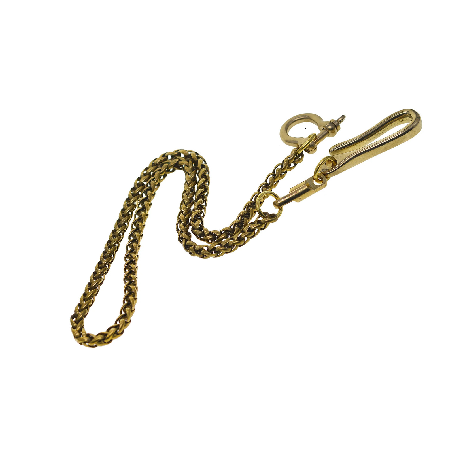 vintage Brass wheat wallet jean trousers swivel keychains Itlay basket snake chain D shackle connector Japanese fishhook U hook 250722