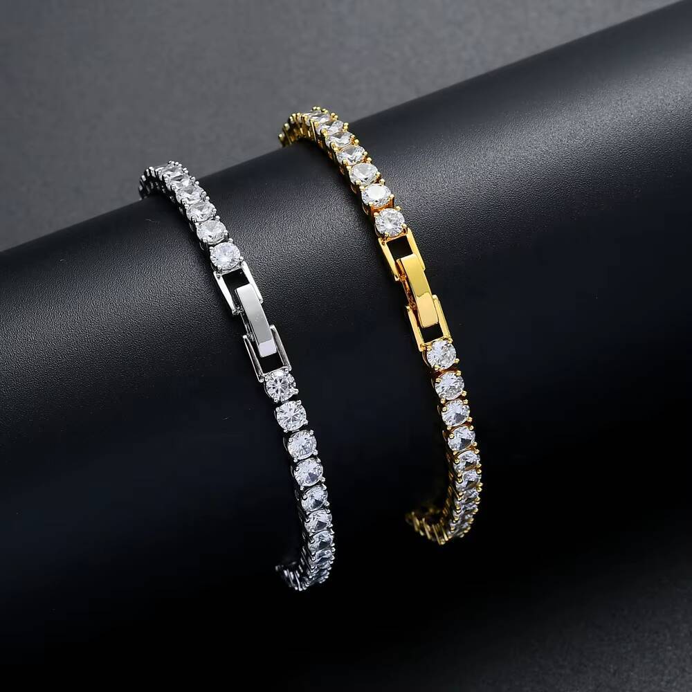 Wholesale Women 2.5mm 3mm 4mm 5mm Crystal Tennis Chain Bracelet Mens Silver Rose Gold Iced Out Zircon Cz Diamond Tennis Bracelet