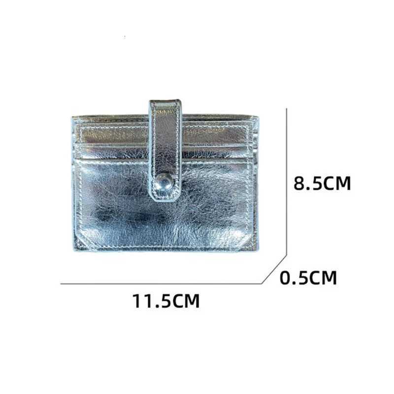 Genuine Leather Short Wallet Korean Fashion Silver Cowhide Small Coin Purses Card Holder Credit ID Card Clip Handbag Clutch Bag Z250725