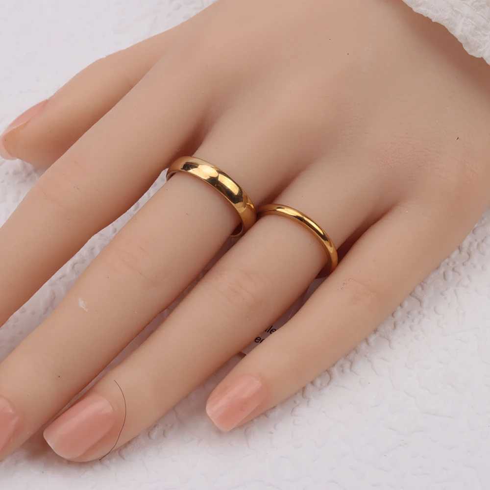 50 pieces/batch wholesale smooth stainless steel rings suitable for men women parties wedding fingers jewelry accessories mixed width 2/4/6mm W250417