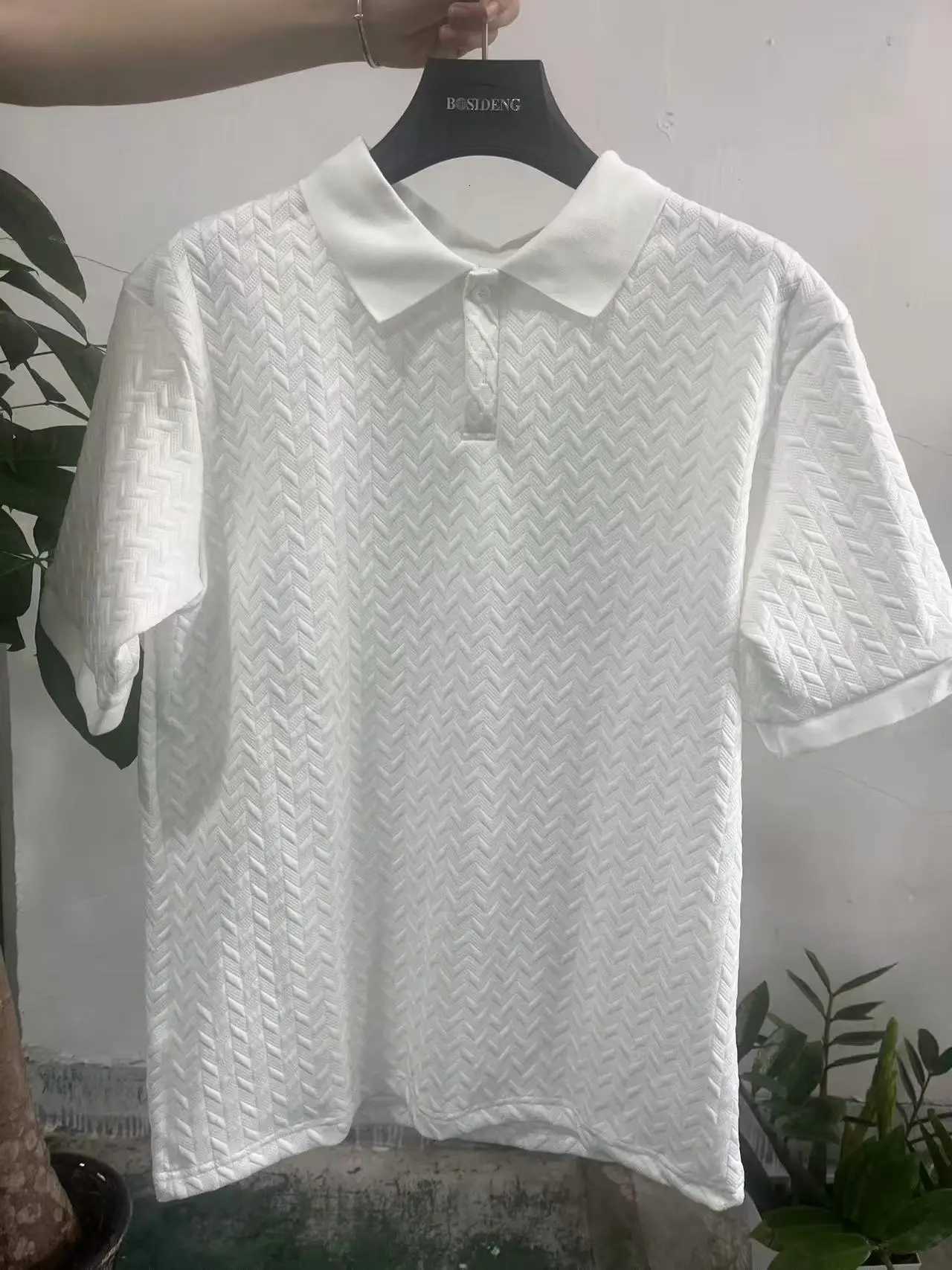 Breathable Versatile Quick Drying Comfortable Mens Slim Fit Solid Color Front Button Short Sleeved Business Casual Polo Shirt XJ250725