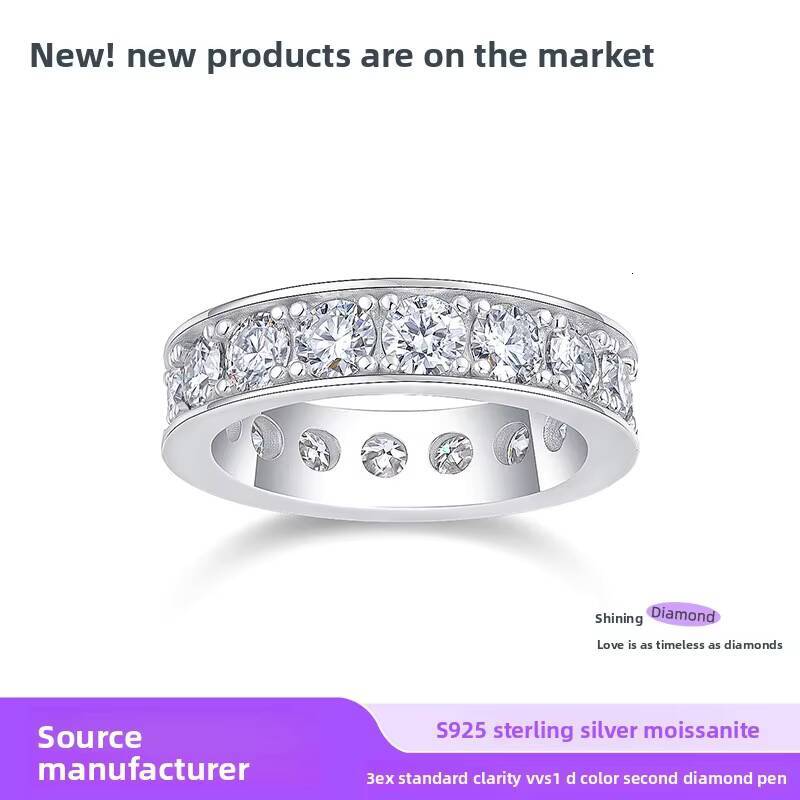 High-End 2MM Moissanite Engagement Ring with True D-Color Diamond Tester-Passed S925 Pure Silver Inlay Luxury Jewelry