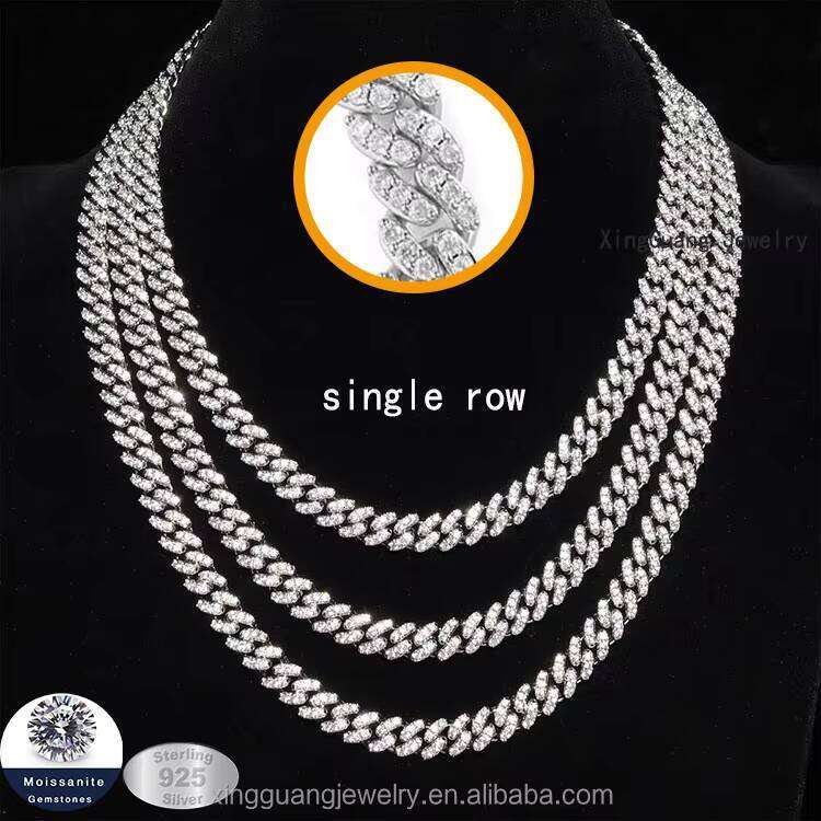 Hot-sale 6mm VVS Moissanite Cuban Link Chains S Sier Filled Gold Fine Jewelry Necklaces Bracelet Hiphop Men Women