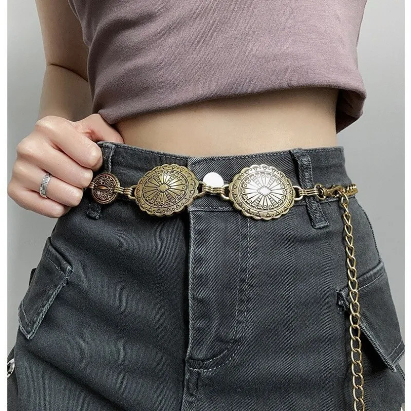 Vintage Metal Bohemia Waist Chain Silver Gold Hollowed-out Carved Women Crop Tops Decoration Waist Belt Dress Jewelry Accessory 250722