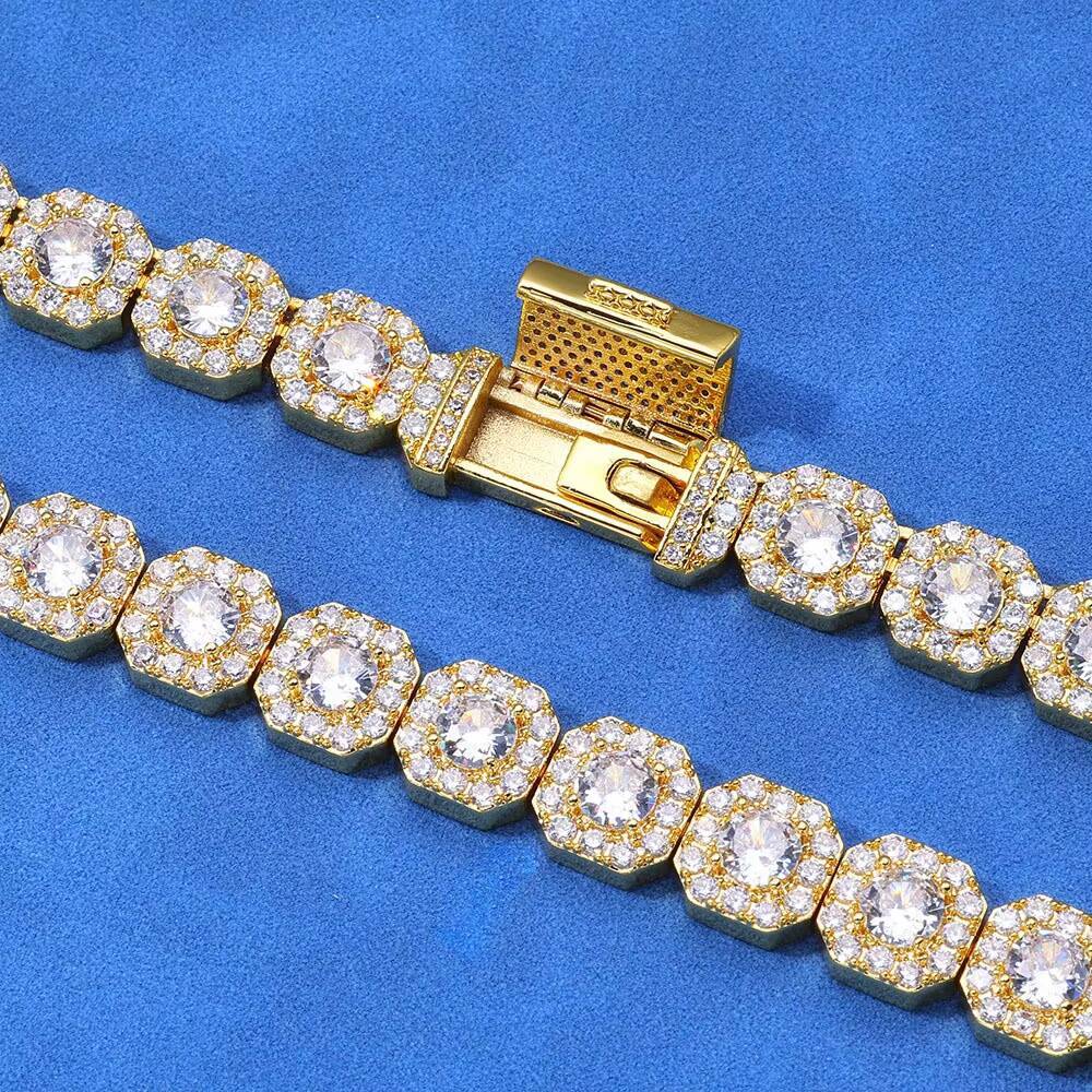 Hip Hop S925 Silver Moissanite Bracelet Cross Border Rock Candy Chain Stylish Classic Trendy Jewelry for Men