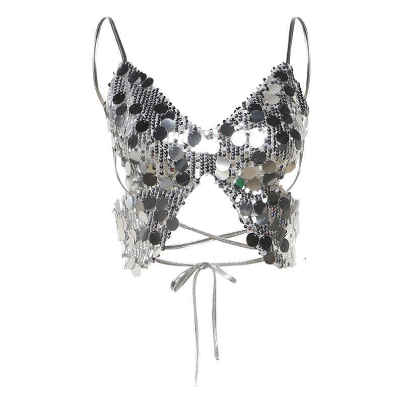2024 Spring Summer New Women's Fashion Sexy Butterfly Sequin Camisole Tank Top 35b